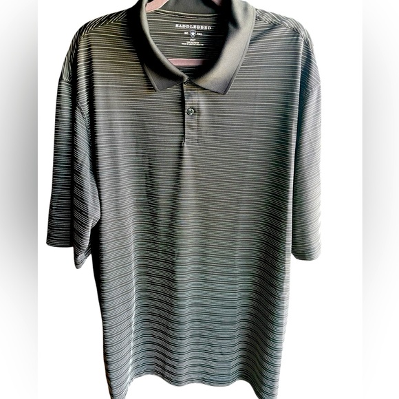 Saddlebred Men’s Golf Performance Polo 2XLT Big and‎ Tall Black & White Stripe - Picture 1 of 4
